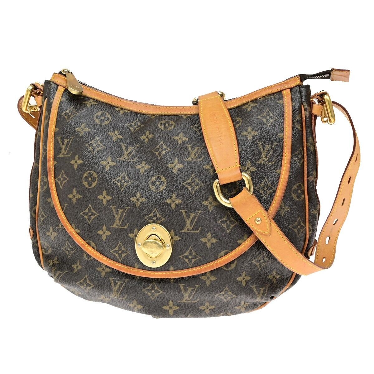 LOUIS VUITTON Tolum GM Shoulder Bag Monogram Leather Brown France M40075 85ED712