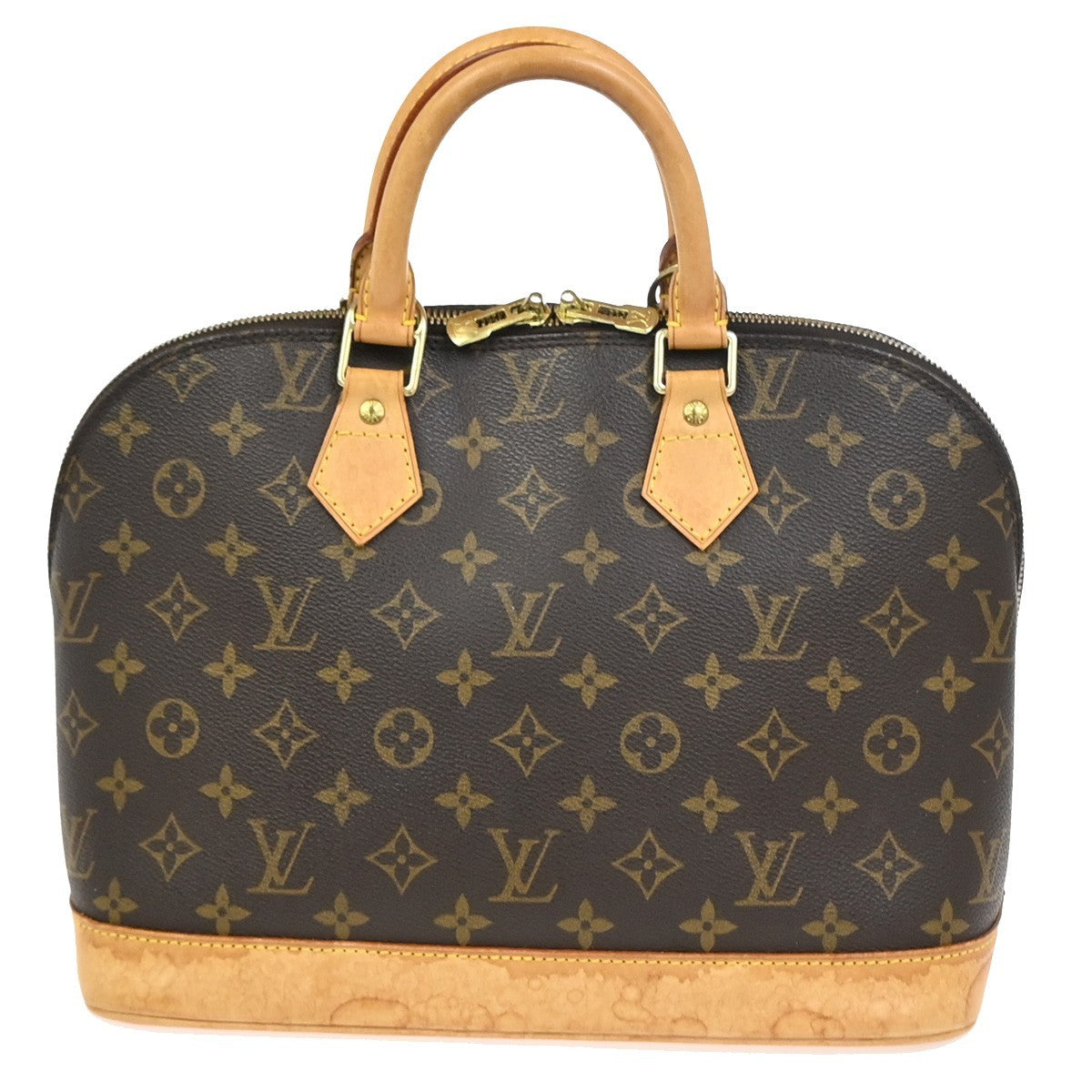 LOUIS VUITTON LV Logo Alma Hand Bag Monogram Leather Brown France M51130 73AA211
