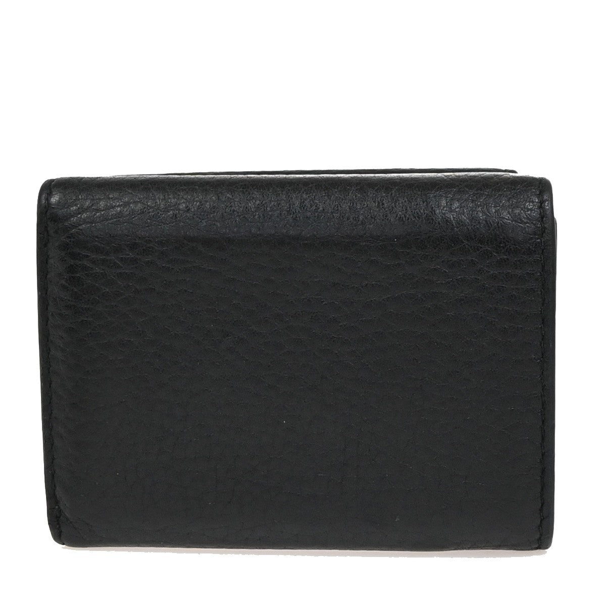 PRADA Logo Mini Compact Trifold Wallet Vitello Leather Black GHW 62KC693