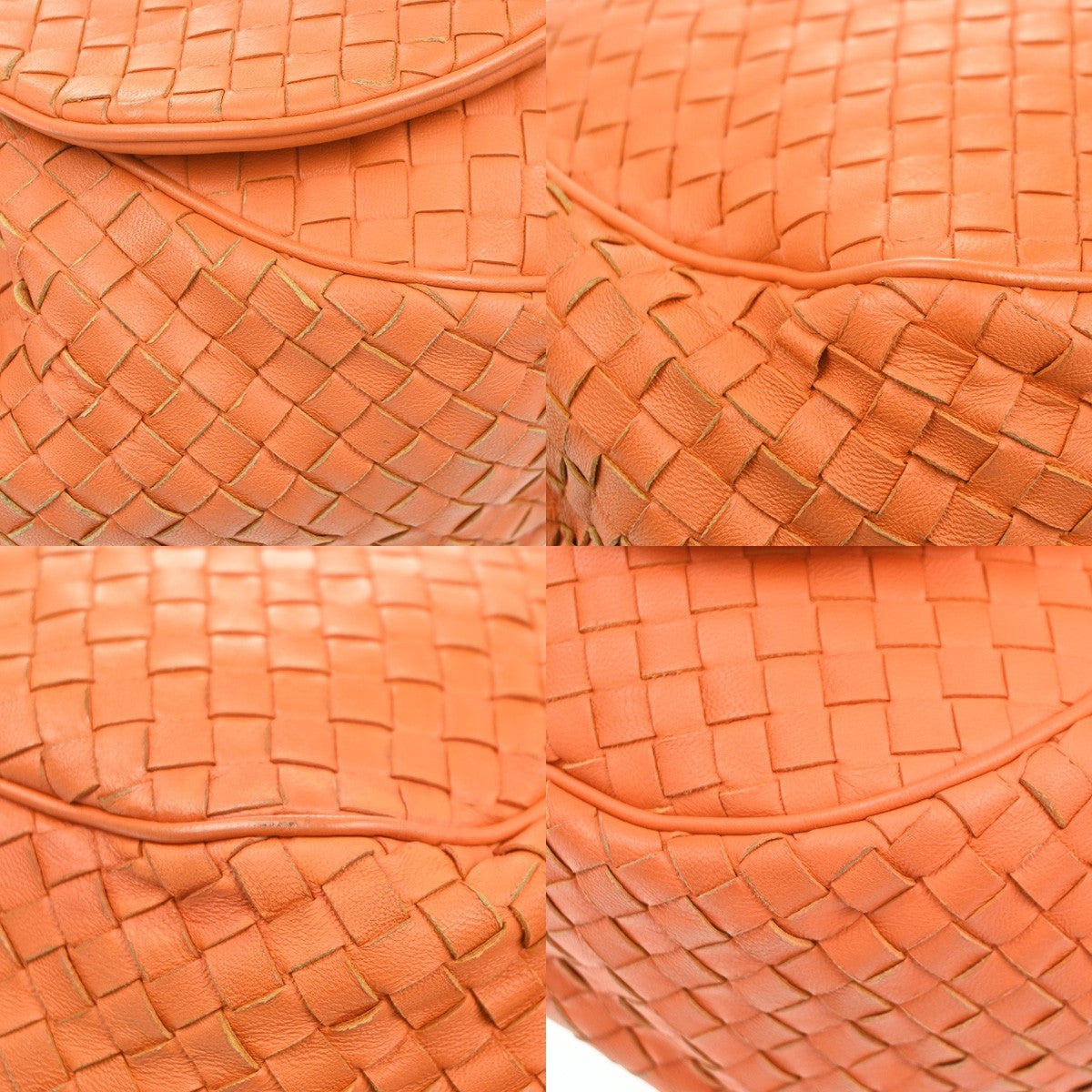 BOTTEGA VENETA Logo Intrecciato Shoulder Hand Bag Leather Orange Italy 95MA530
