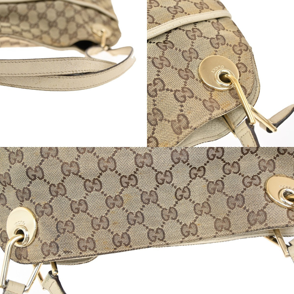 GUCCI GG Pattern Shoulder Tote Bag Canvas Leather Brown GHW Italy 61YH810