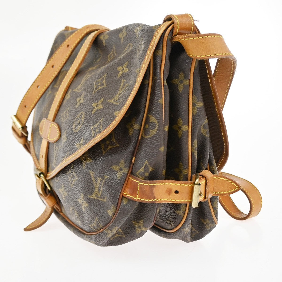 LOUIS VUITTON Logo Saumur 30 Shoulder Bag Monogram Leather Brown M42256 84CA912
