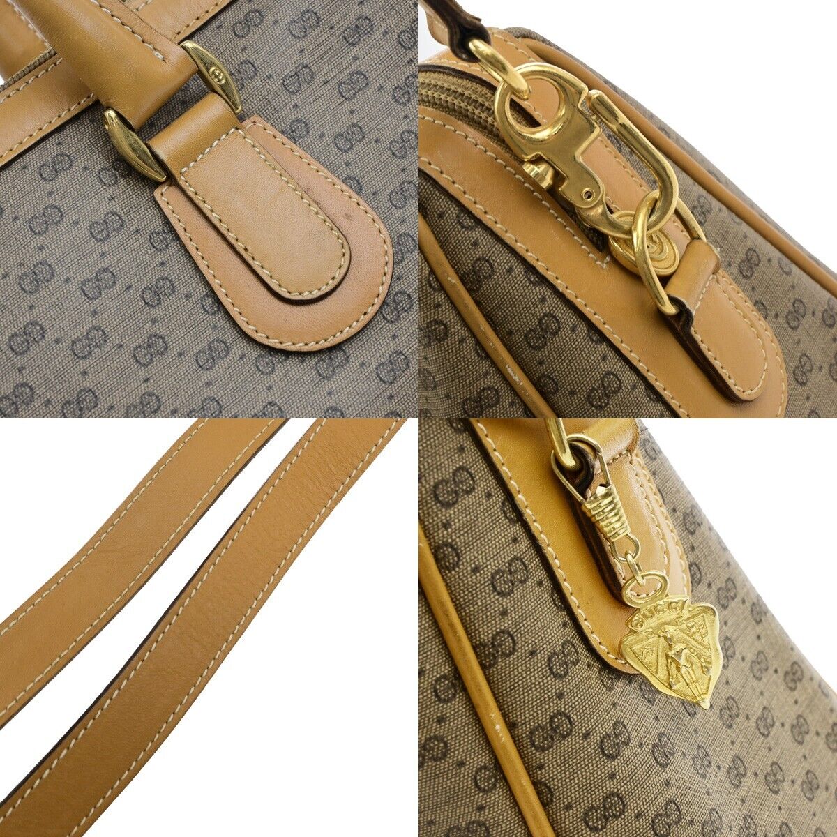 GUCCI Logos GG Pattern 2Way Shoulder Hand Bag PVC Leather Brown Gold 30KA548