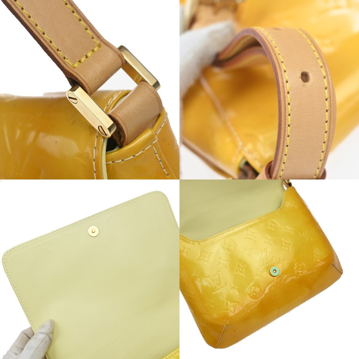 LOUIS VUITTON Thompson Street Shoulder Bag Monogram Vernis Yellow M91071 65KC803
