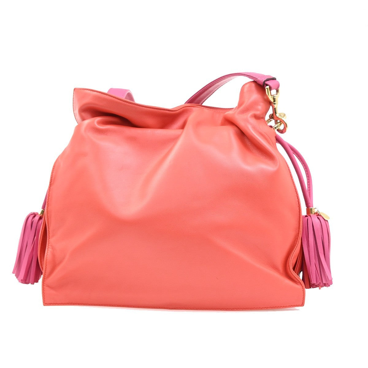 LOEWE Logo Flamenco Anagram Shoulder Bag Leather Red Pink GHW Spain 79MA394