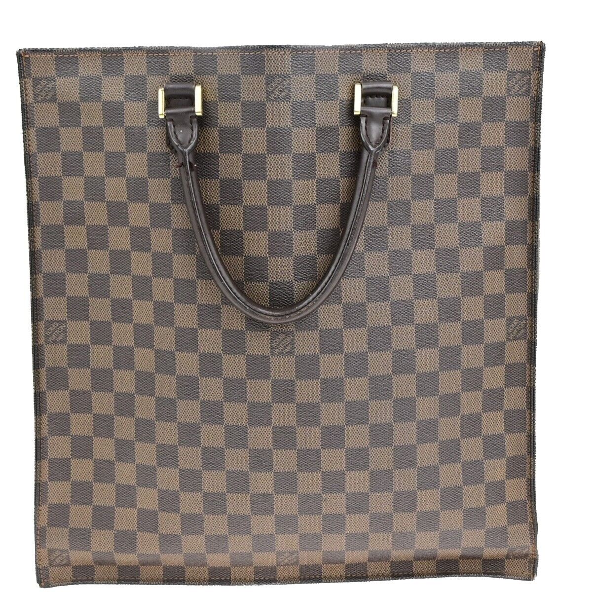 LOUIS VUITTON Sac Plat Hand Tote Bag Damier Ebene Leather Brown N51140 84EC988