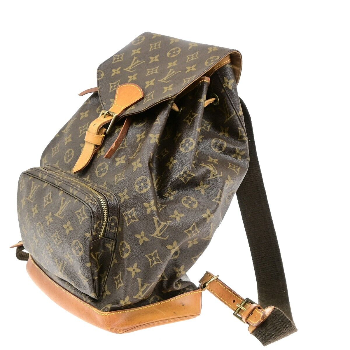 LOUIS VUITTON Montsouris GM Backpack Bag Monogram Leather Brown M51135 18ED898