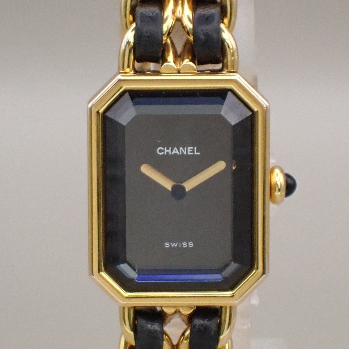 CHANEL Logo Premiere Watch H0001  # L Quartz Gold Plated Leather GHW 690RK949