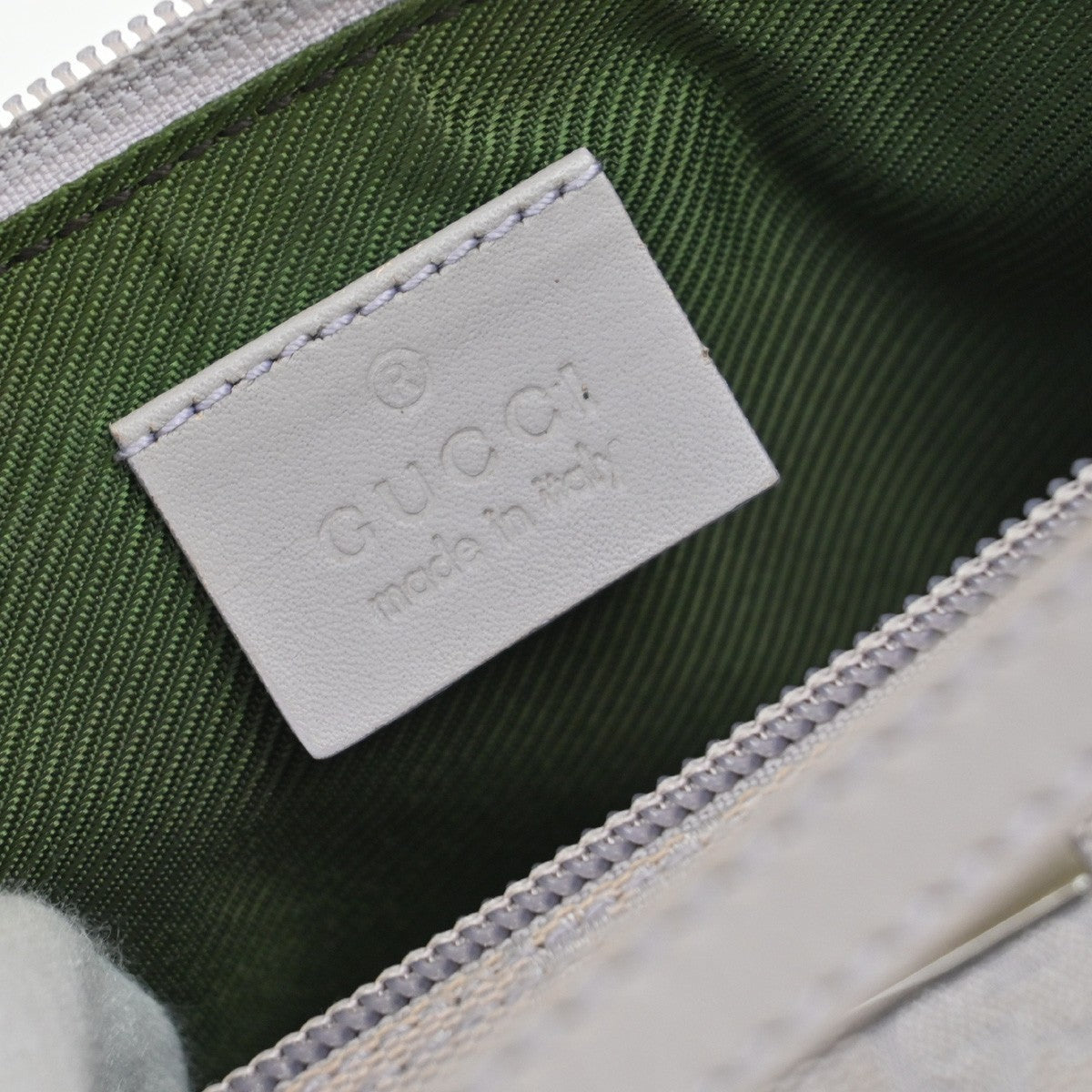 GUCCI Logo GG Pattern Shoulder Hand Bag Canvas Leather Lavender Italy 66EG020
