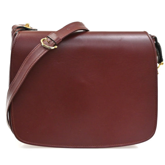 CARTIER Must Line Turn lock Shoulder Bag  Leather Burgundy Red Italy 65CA484