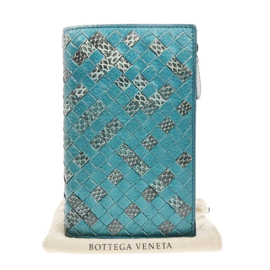BOTTEGA VENETA Intrecciato Bifold Wallet Embossing Leather Green Italy 68KB228