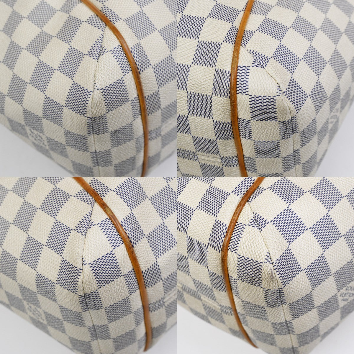 LOUIS VUITTON Totally PM Shoulder Bag Damier Azur Leather White N51261 72KD105