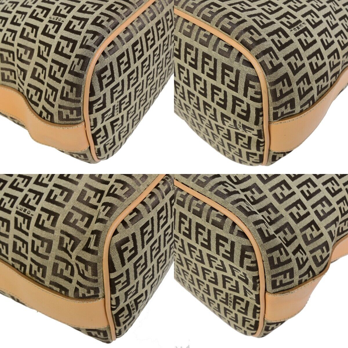 FENDI Zucca Zucchino Pattern Shoulder Bag Canvas Leather Brown Italy 83EB791