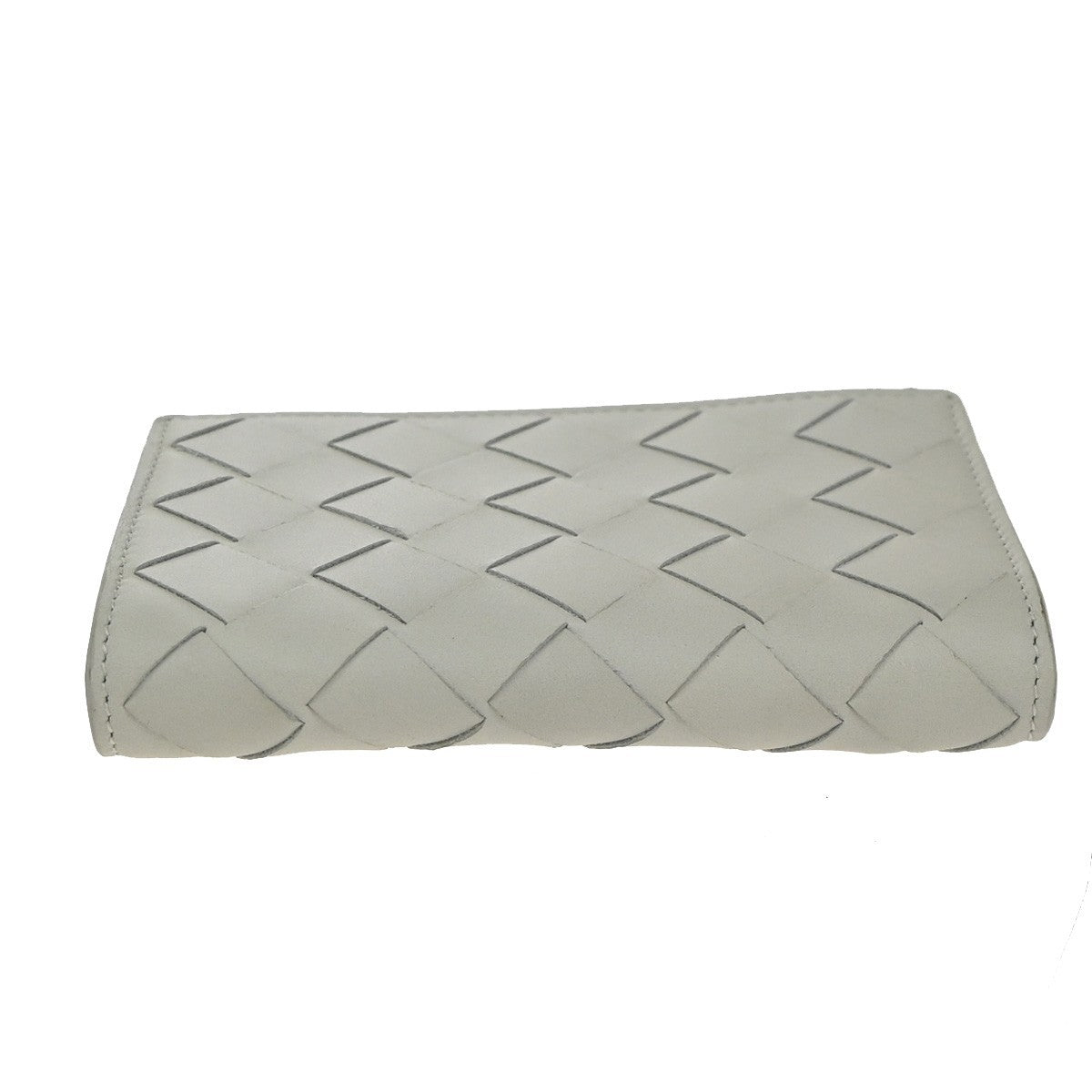 BOTTEGA VENETA Logo Intrecciato Compact Zipper Wallet Leather White 39EG240