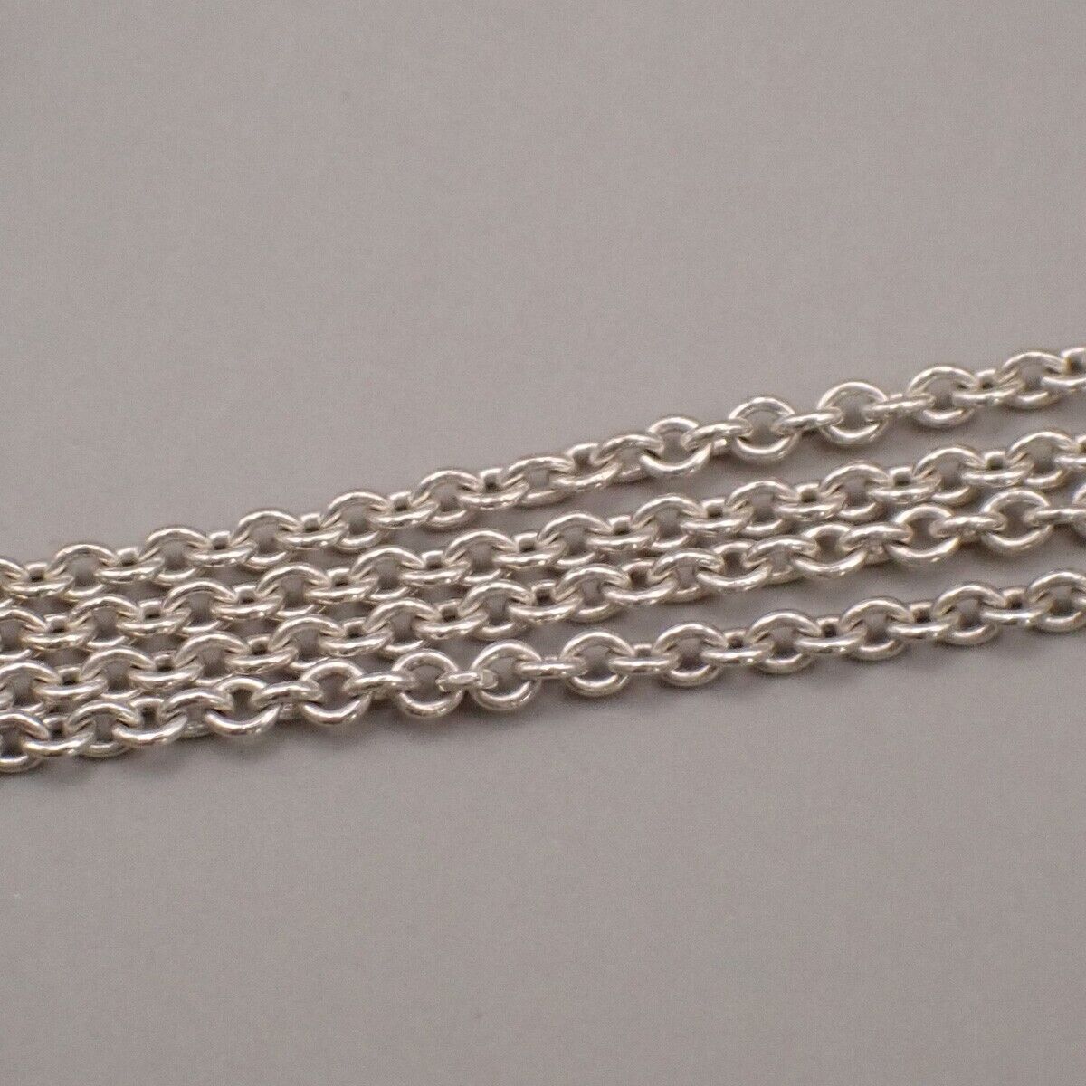 TIFFANY & CO. Logo Open Heart 7mm Chain Necklace Elsa Peretti Silver Ag 66YF227