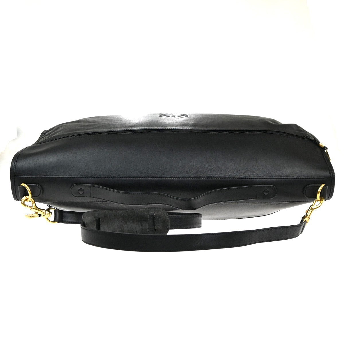 LOEWE Logo Anagram 2way Garment Shoulder Hand Bag Leather BK GHW Spain 68MA416