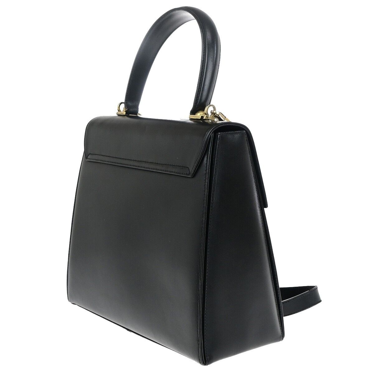 SALVATORE FERRAGAMO Gancini 2Way Shoulder Hand Bag Leather Black GHW 83EC641