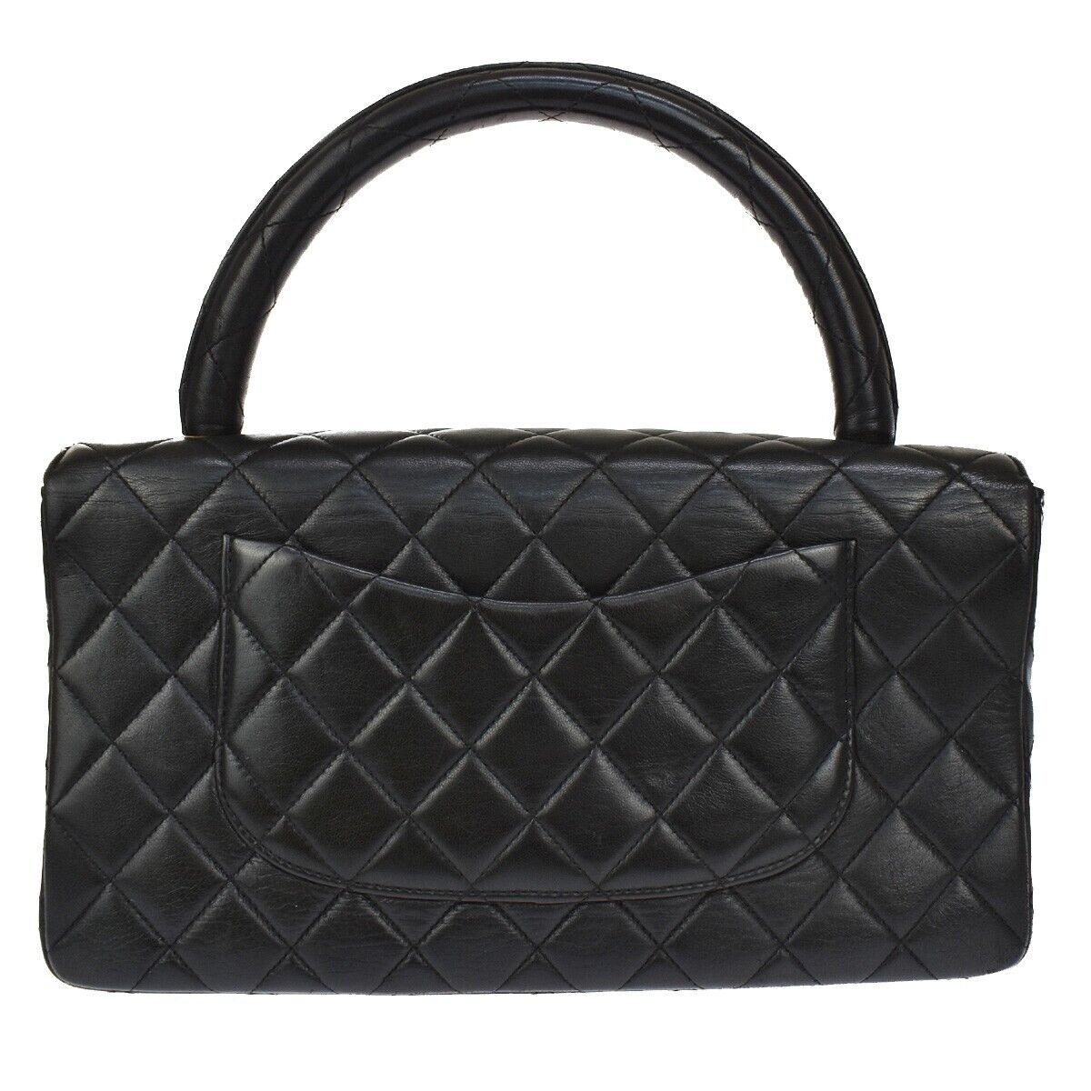 CHANEL CC Matelasse 25 Pair Hand Bag Leather Black Gold Vintage 6019LC172
