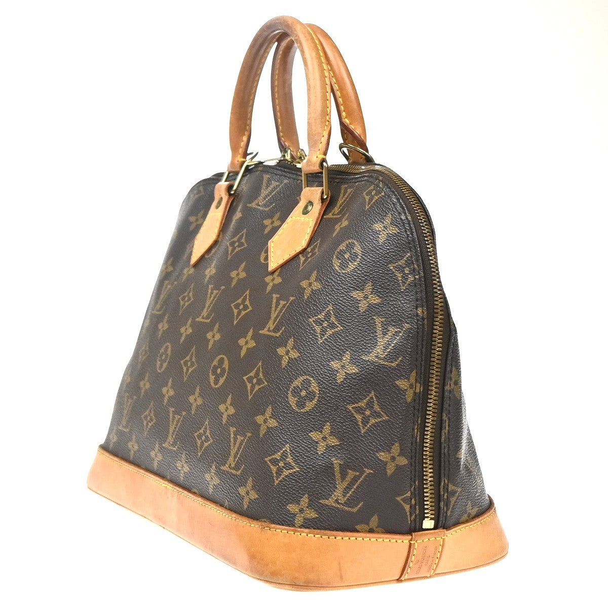 LOUIS VUITTON LV Logo Alma Hand Bag Monogram Leather Brown USA M51130 70YH993