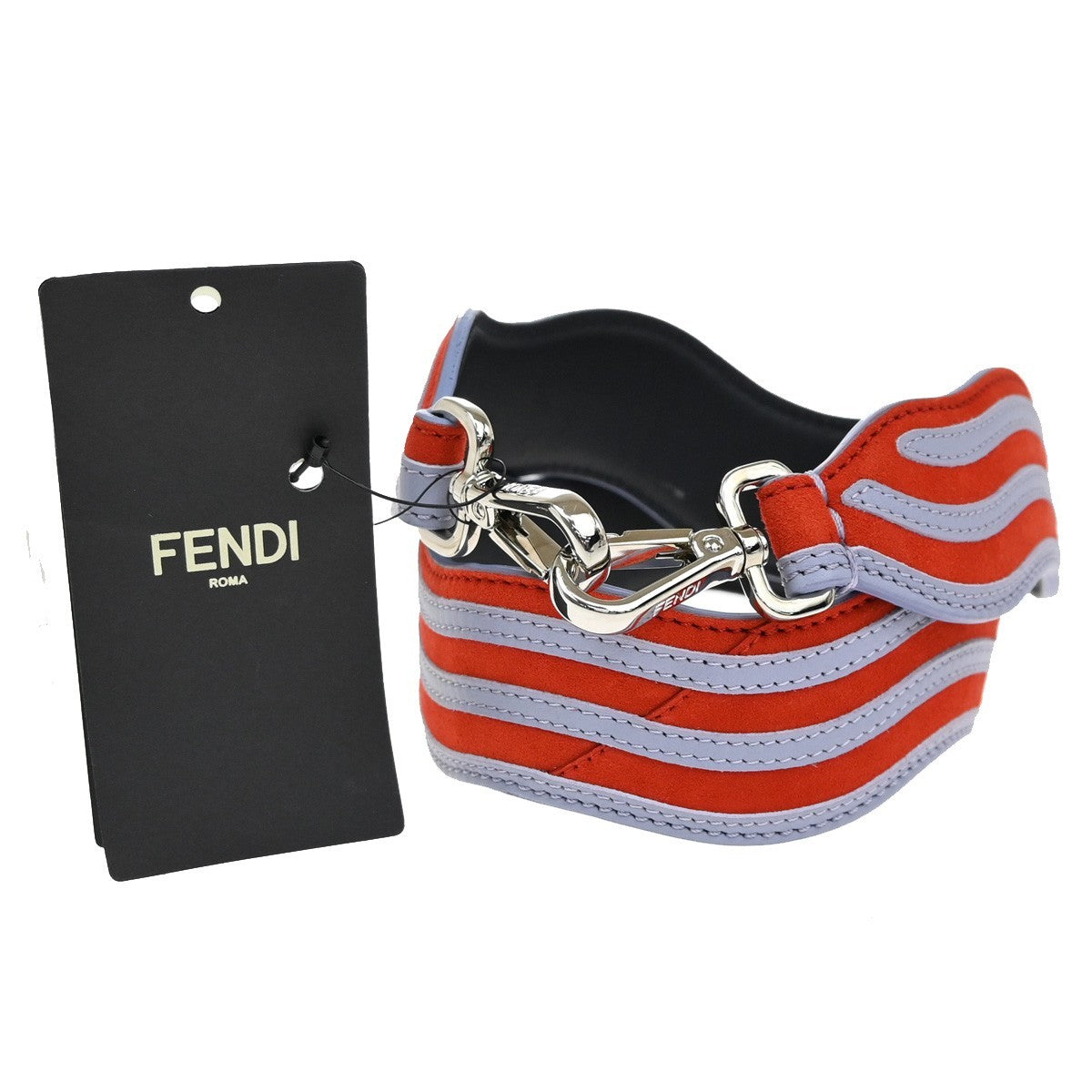 FENDI Logo Strap You Bag Shoulder Strap Leather Red Purple 67RL423