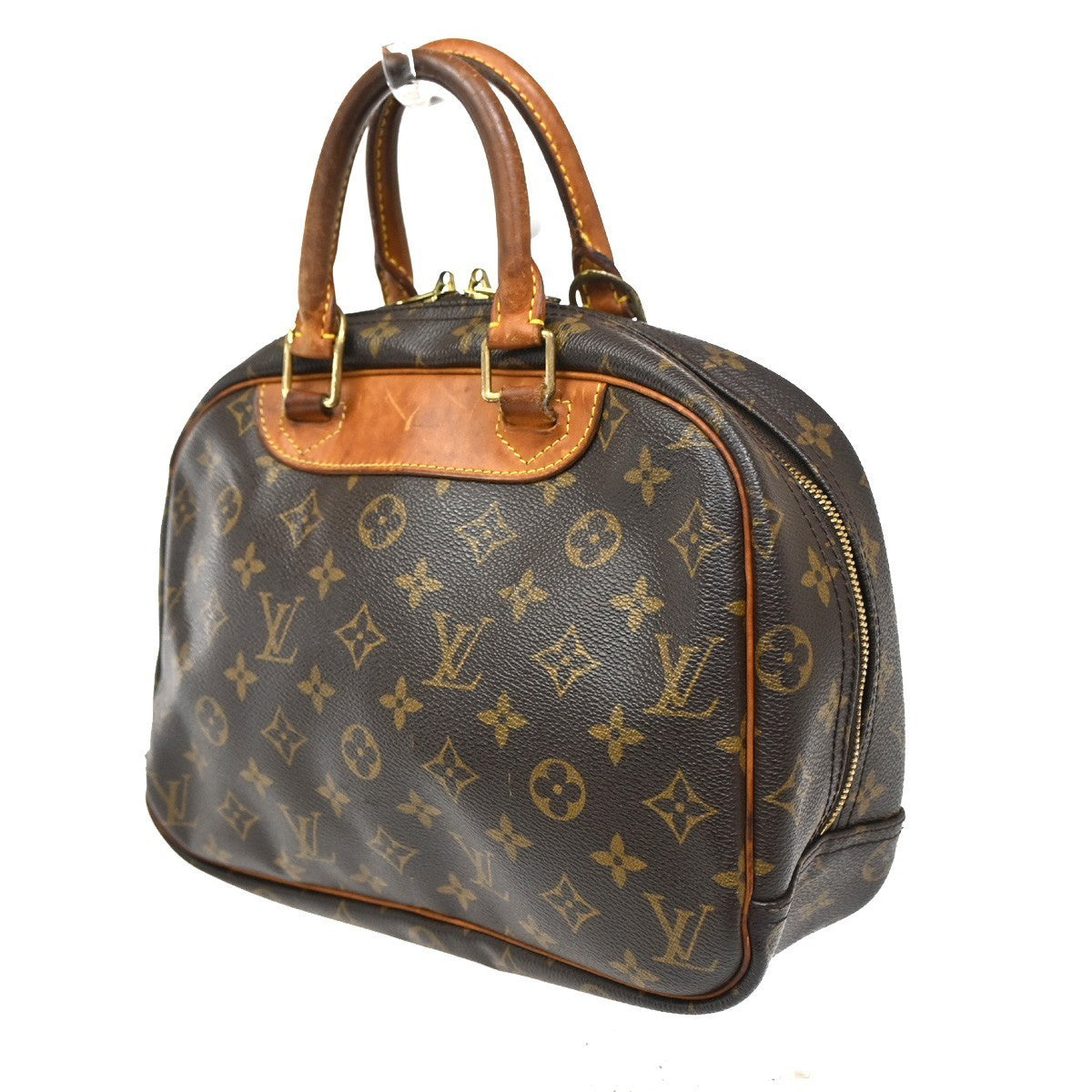 LOUIS VUITTON LV Logo Trouville Hand Bag Monogram Leather Brown M42228 30CA542