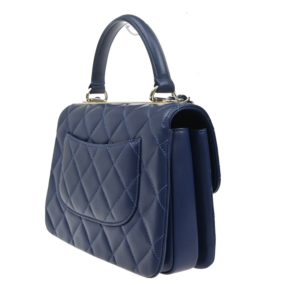CHANEL Trendy CC Top Handle Chain Shoulder Hand Bag Leather Blue GHW 770RL385