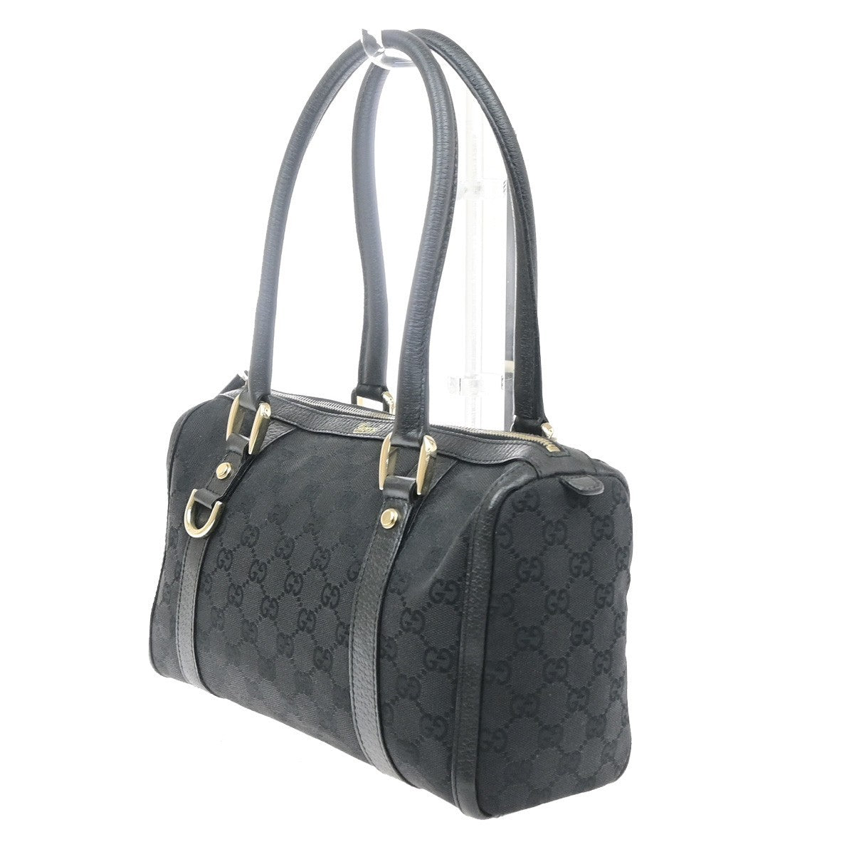 GUCCI Logo GG Pattern Abbey Shoulder Hand Bag Canvas Leather Black Italy 85SA159