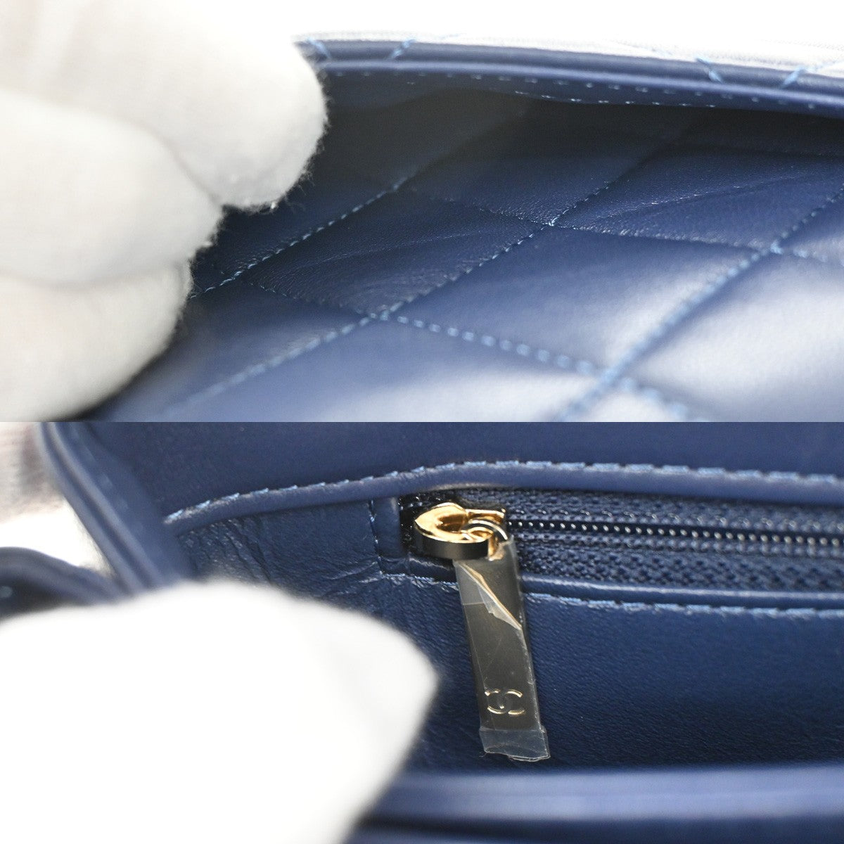 CHANEL Trendy CC Top Handle Chain Shoulder Hand Bag Leather Blue GHW 770RL385