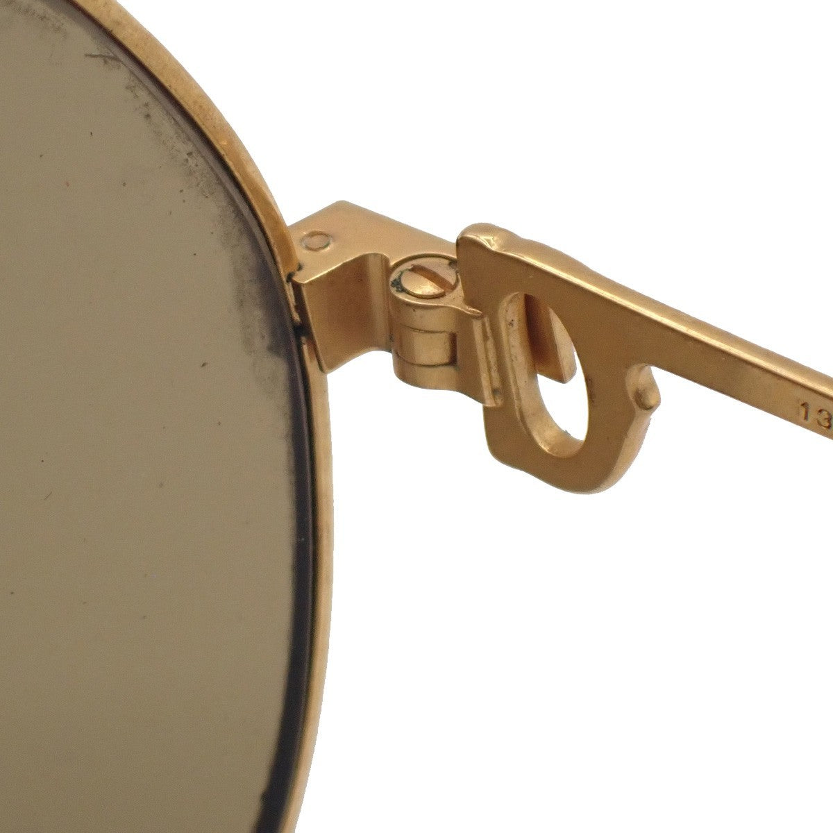 CARTIER Logos Sunglasses Eye Wear Metal Plastic Gold Brown France 64CA892