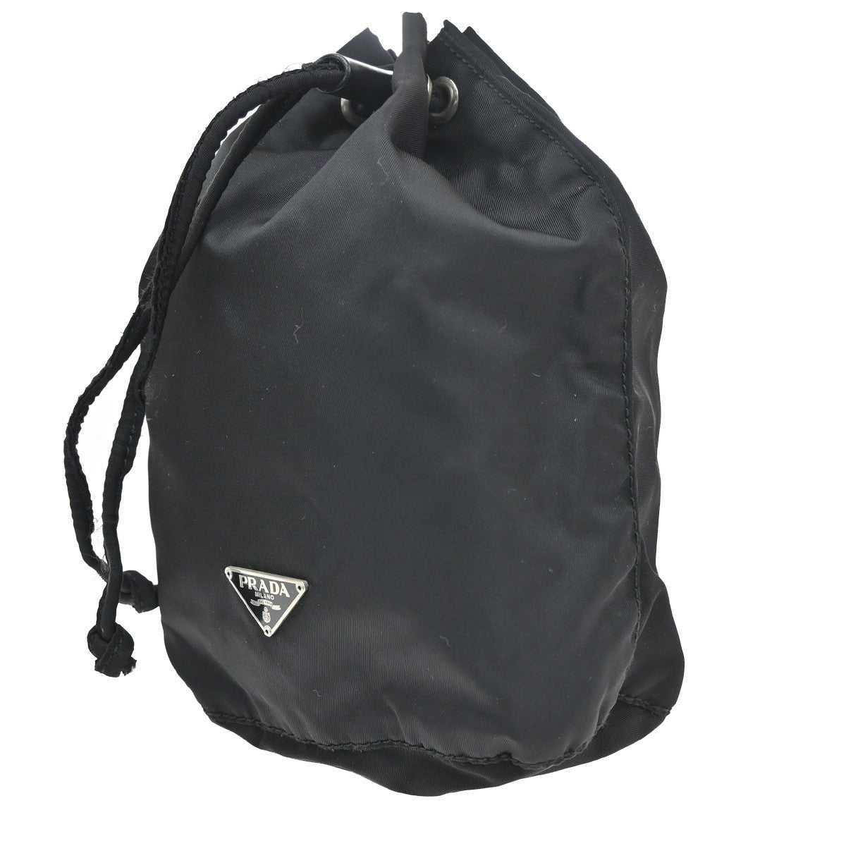 PRADA Tessuto Mini Drawstring Pouch Bag Nylon Leather Black SHW Italy 36KB859