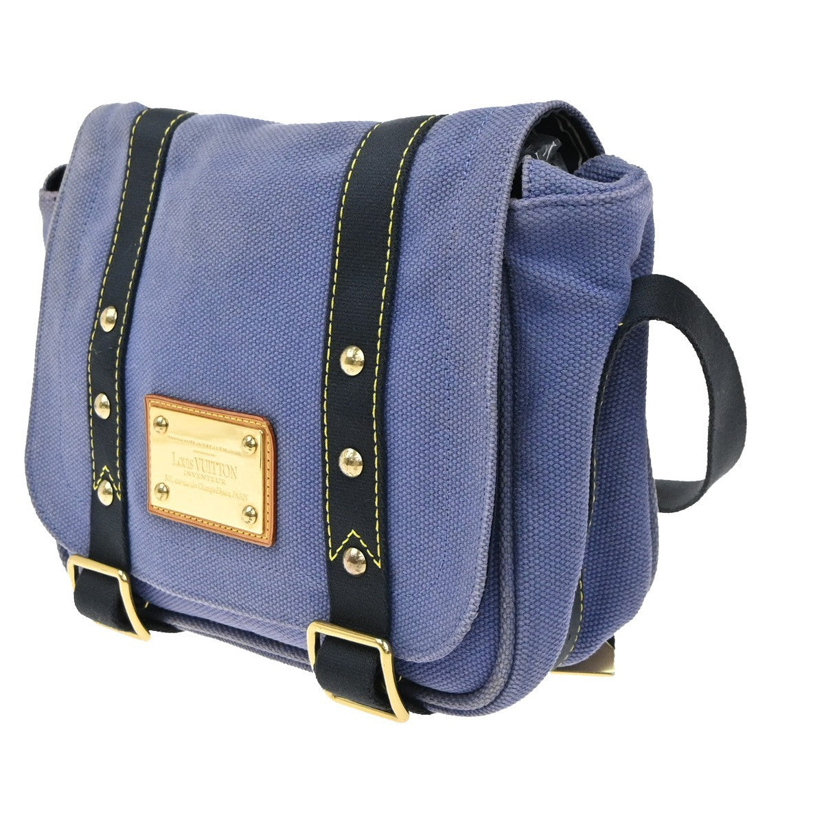 LOUIS VUITTON Busas PM Shoulder Bag Antigua Canvas Leather Blue M40073 65KP572