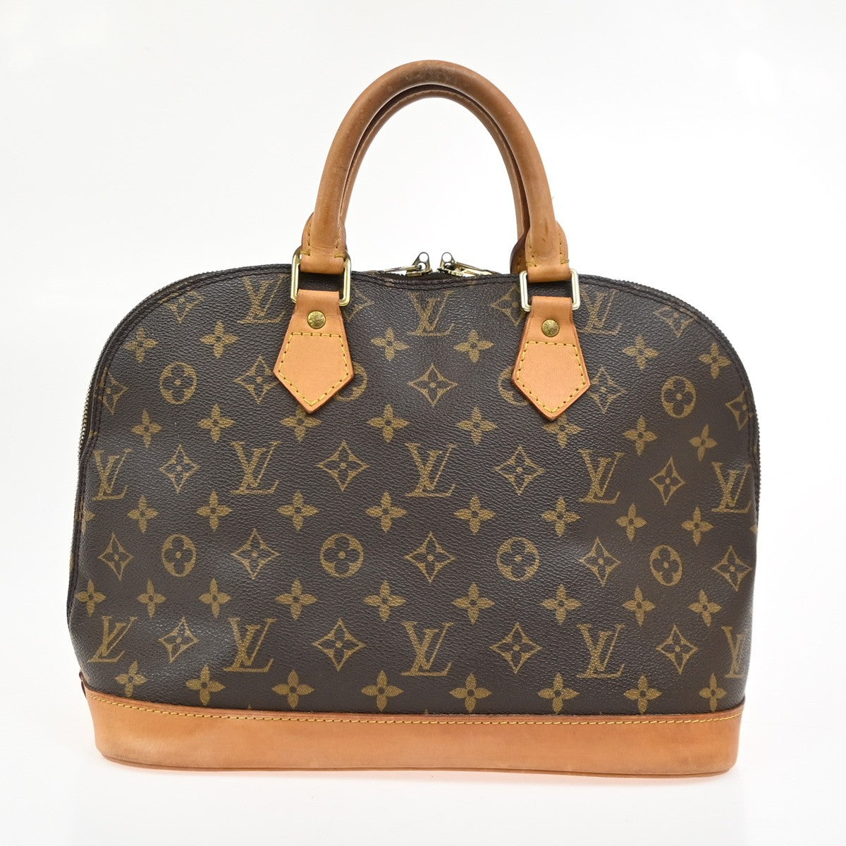 LOUIS VUITTON LV Logo Alma Hand Bag Monogram Leather Brown France M51130 84SA062