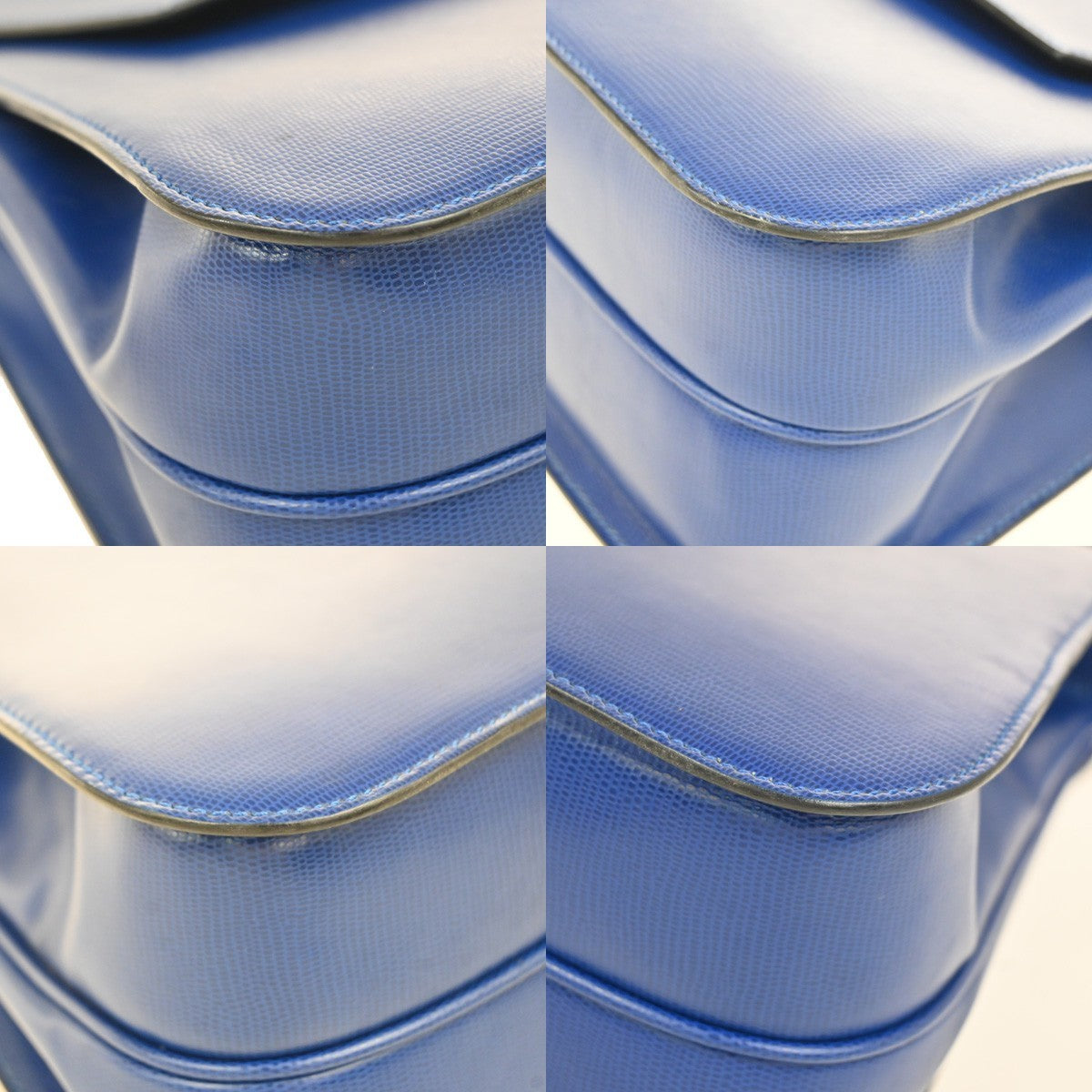 CELINE Circle Logo Shoulder Hand Bag Embossing Leather Blue GHW Italy 70RQ044