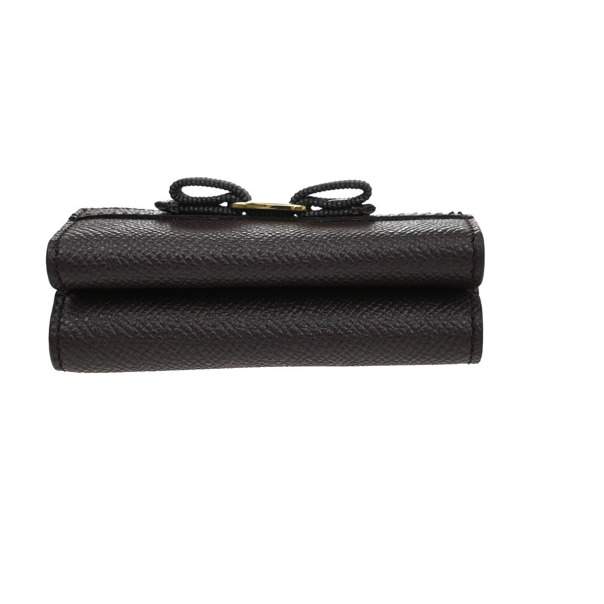 SALVATORE FERRAGAMO Logo Vara Gancini Trifold Wallet Leather Brown Italy 64RL967