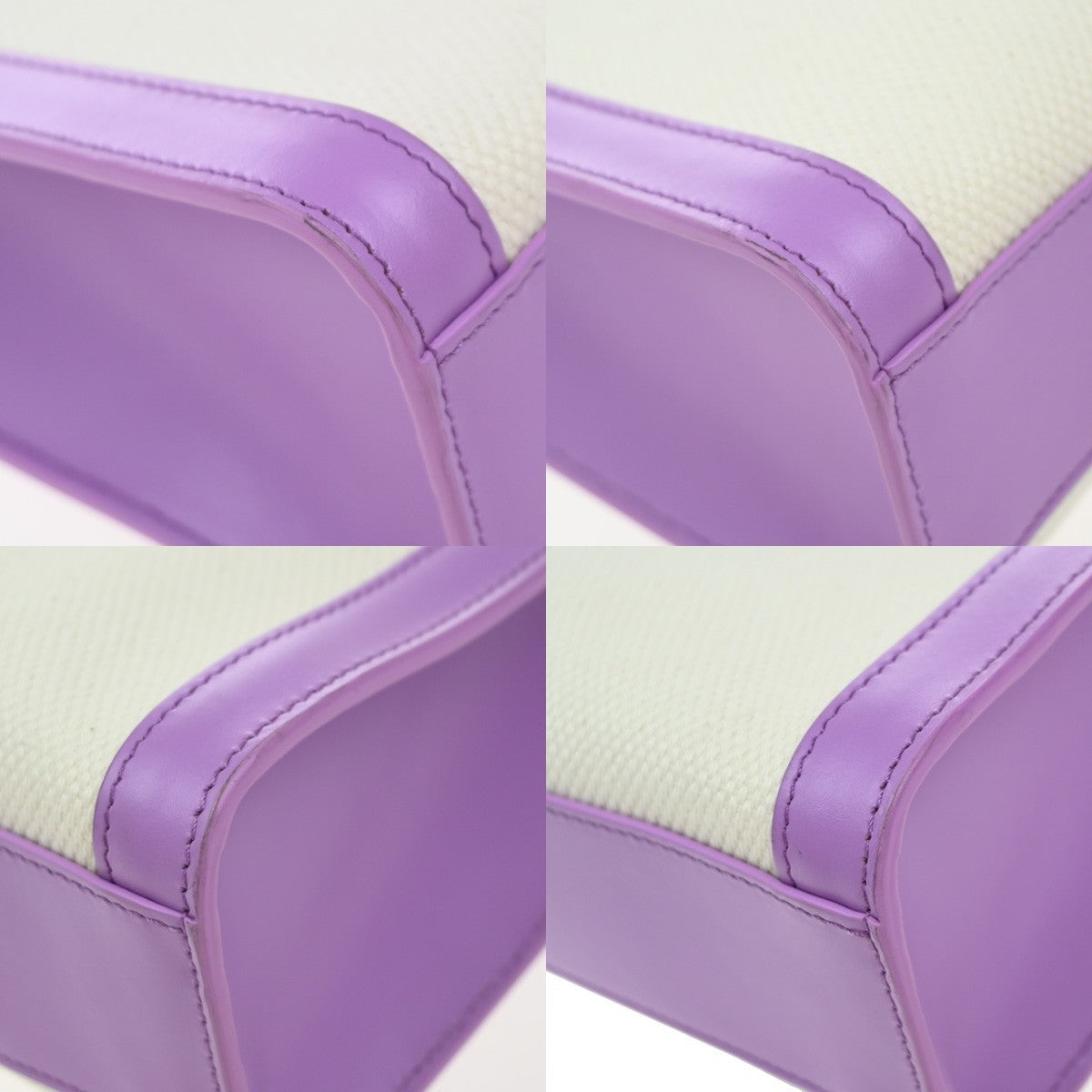 CELINE Vertical Cabas 2Way Shoulder Hand Tote Bag Canvas Leather Purple 21EG332
