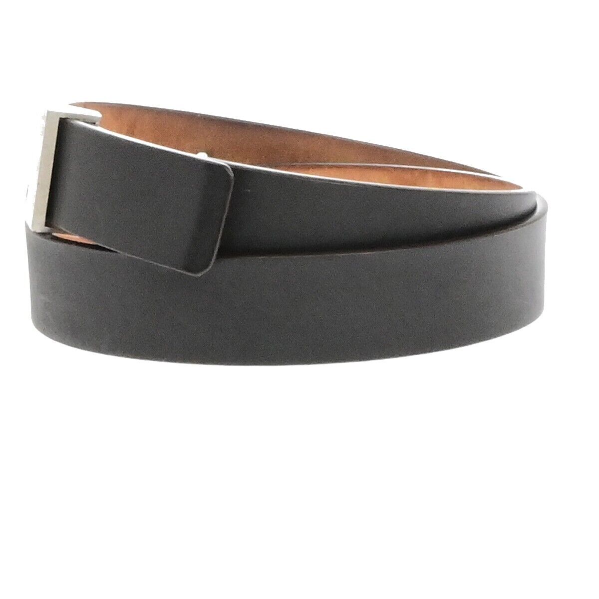 LOUIS VUITTON Logo Ceinture LST Belt Leather Brown Silver M6809 Spain 60EE095
