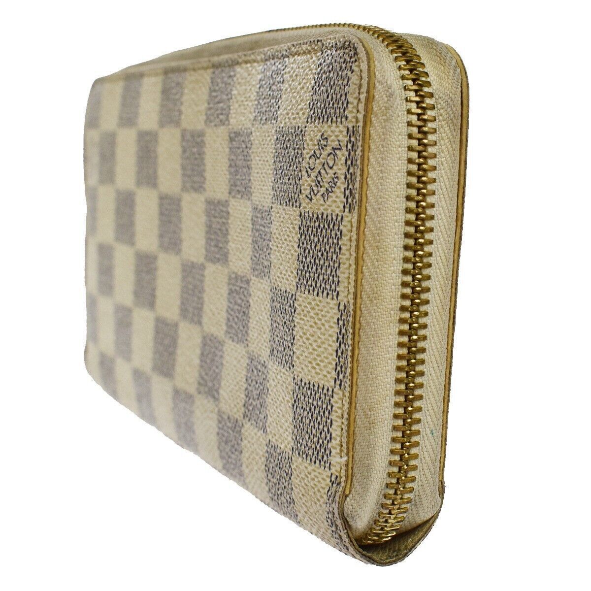 LOUIS VUITTON Zippy Wallet Long Bifold Damier Azur Leather WE N60019 30YC188