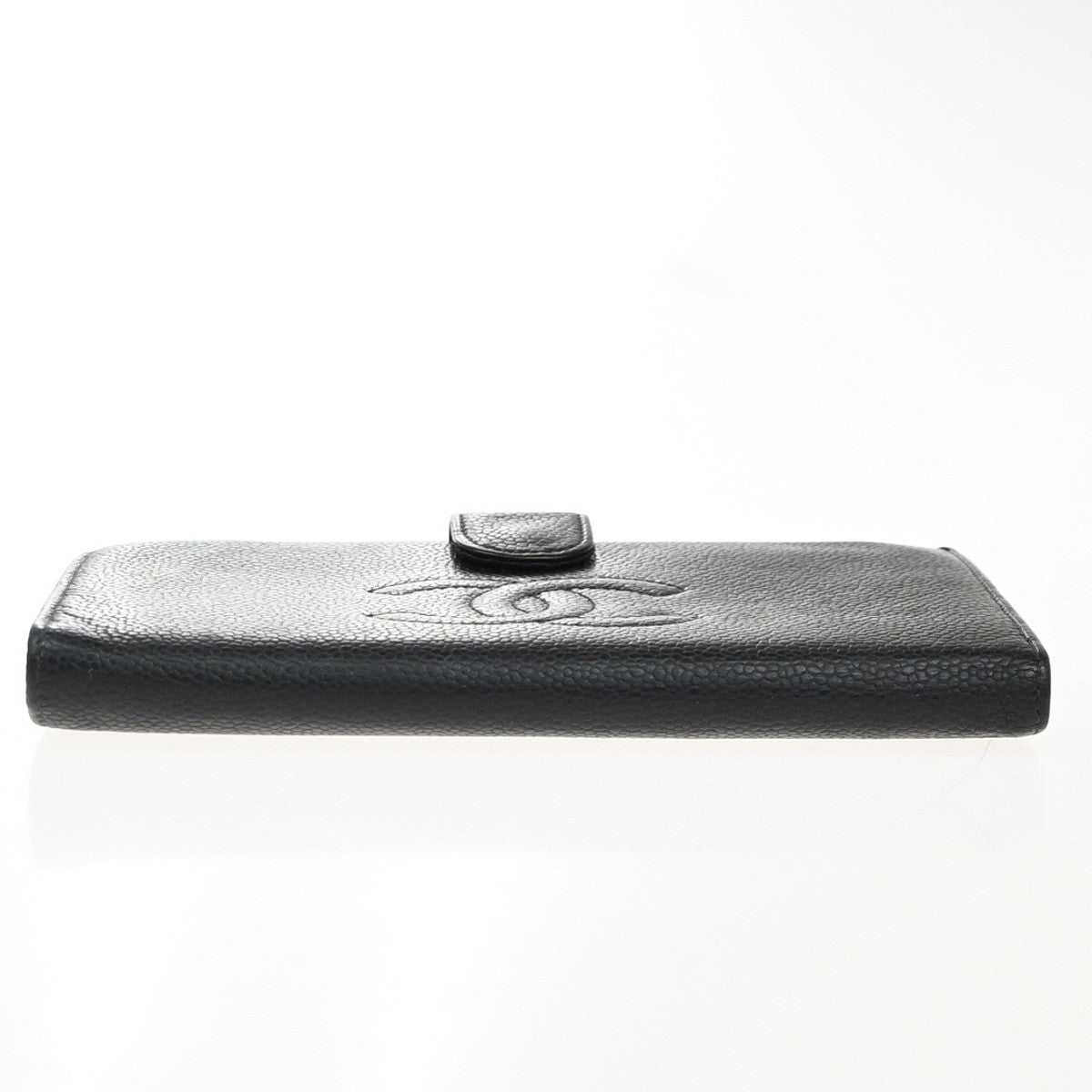 CHANEL CC Long Bifold Wallet Grained Calfskin Leather Black GHW 66EG194