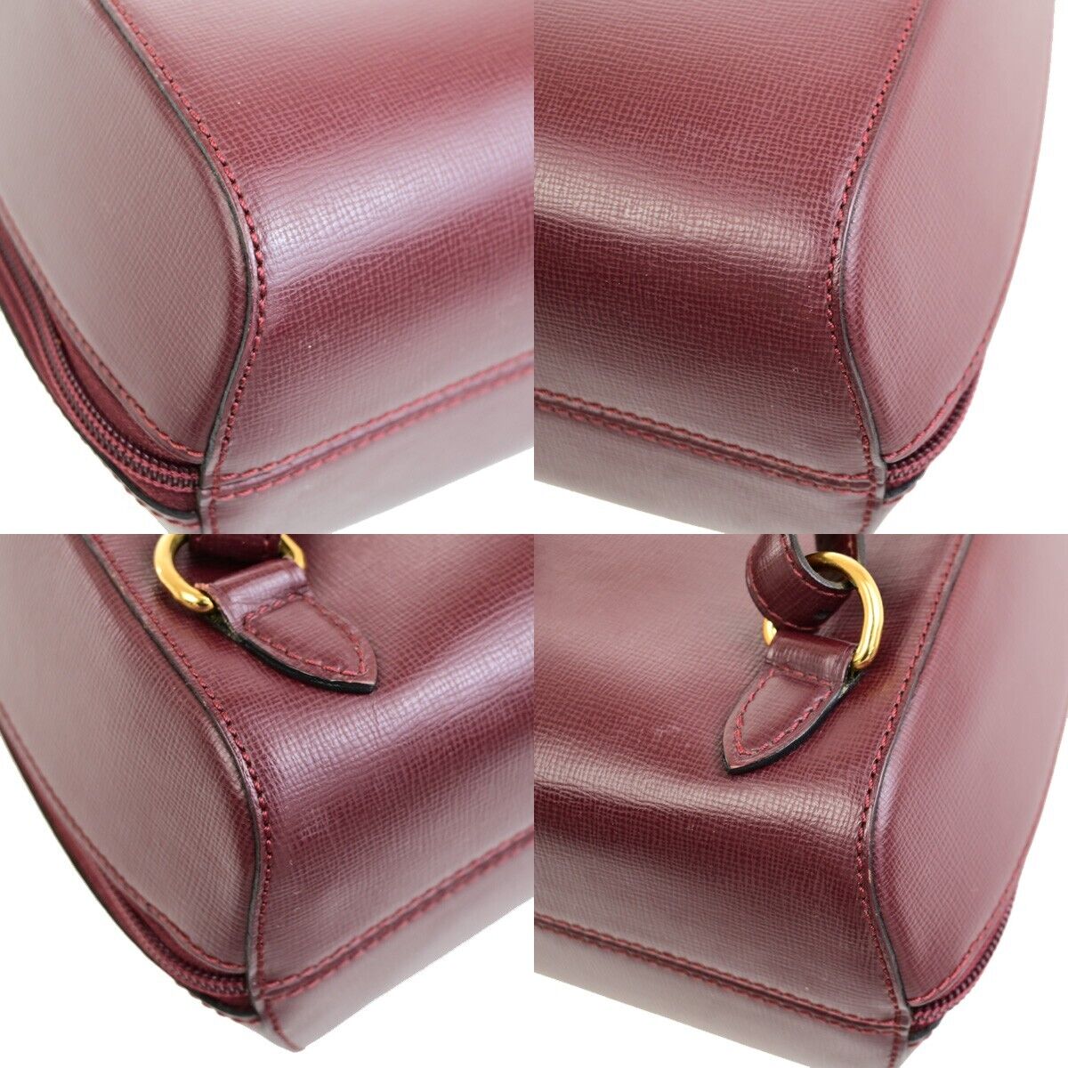 MUST DE CARTIER 2C Logo Back Pack  Leather Bordeaux Gold Made in France 35EA250