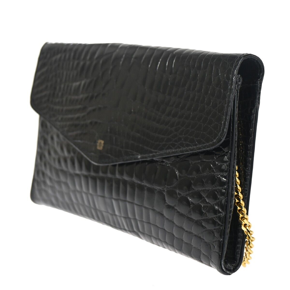 LOEWE Logo Anagram 2way Chain Shoulder Clutch Bag Exotic Leather Brack 88ED471