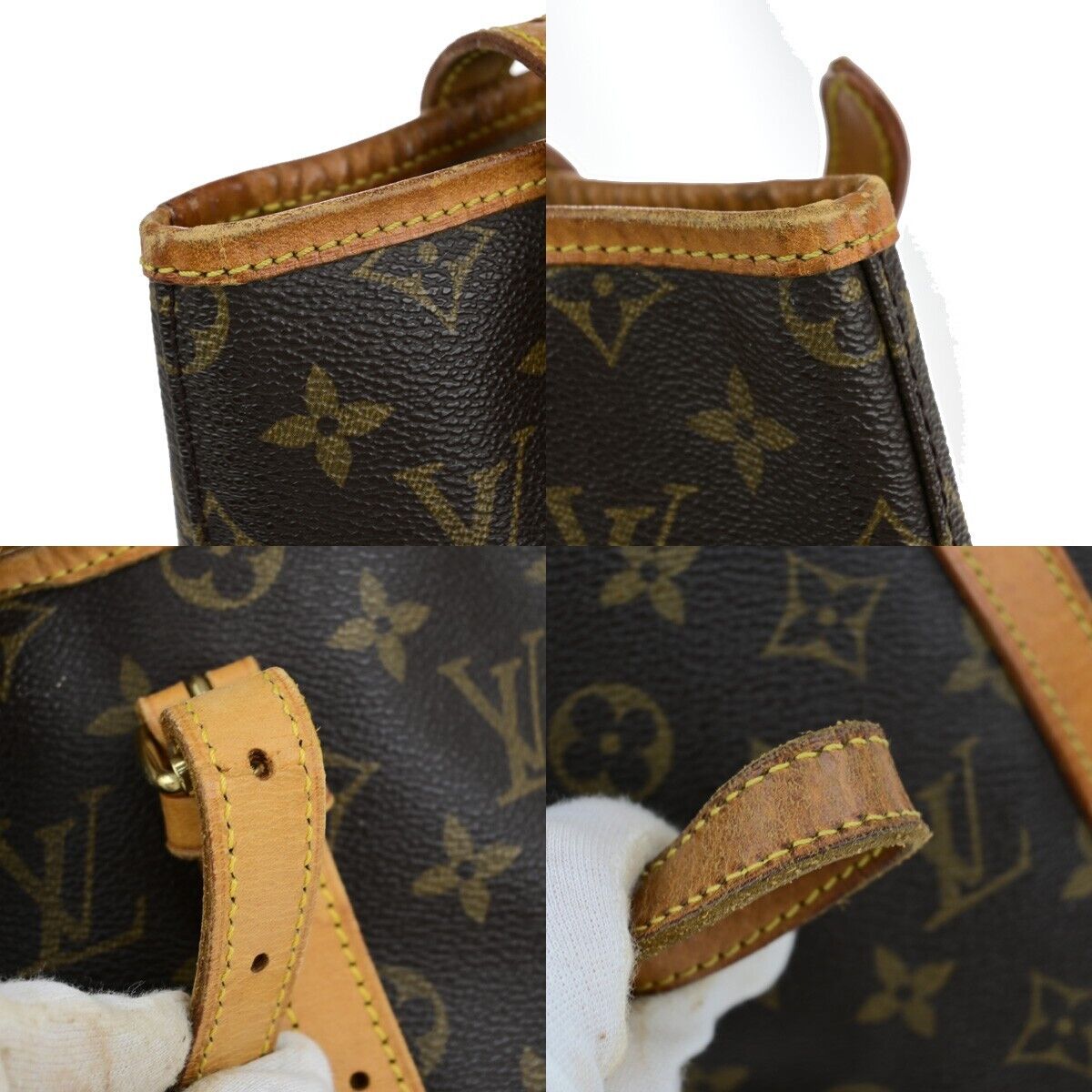 LOUIS VUITTON BUCKET GM Shoulder Tote Bag Monogram Leather Brown M42236 31ED302