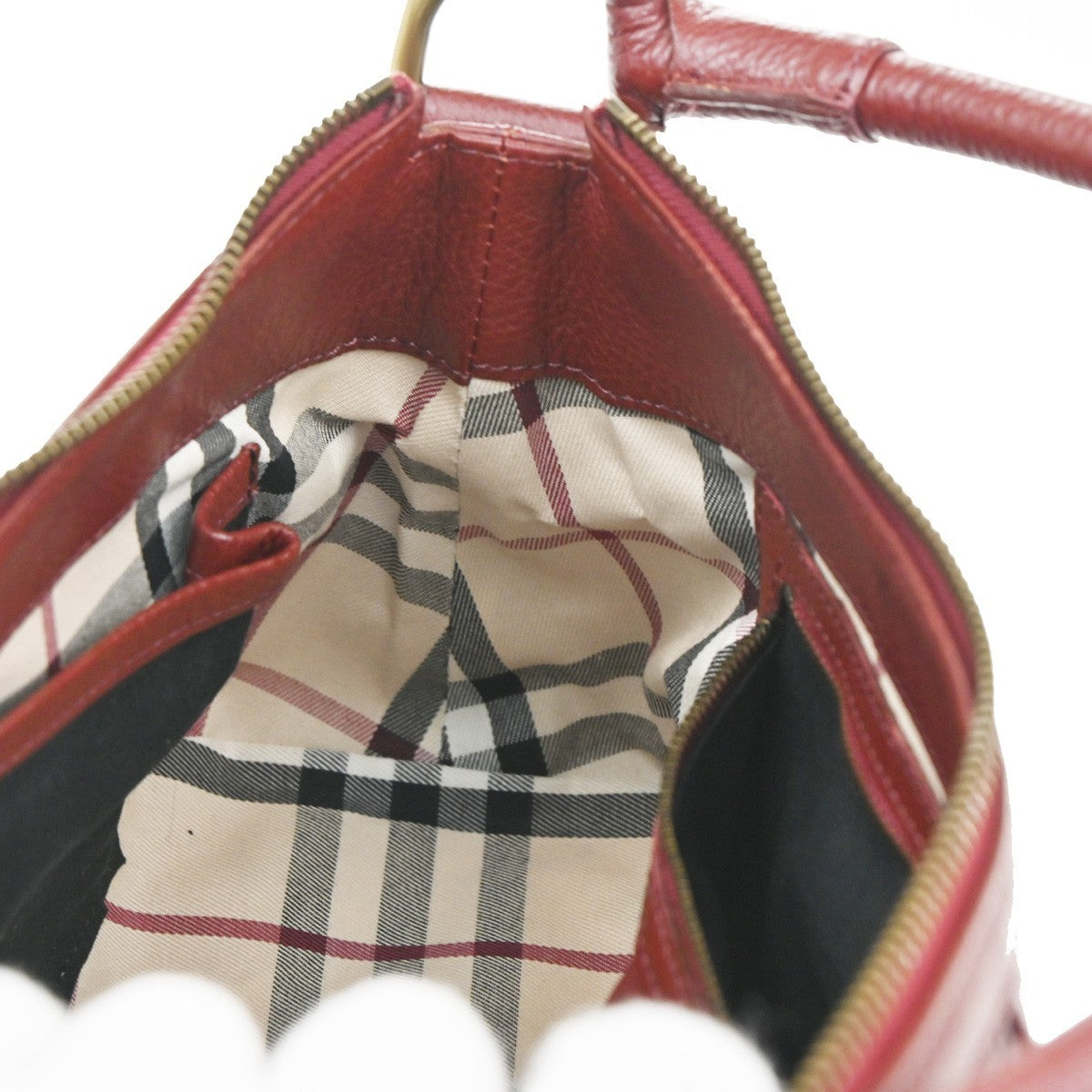 BURBERRY Logo Nova Check Shoulder Bag Patent Leather Red GHW 04CA361