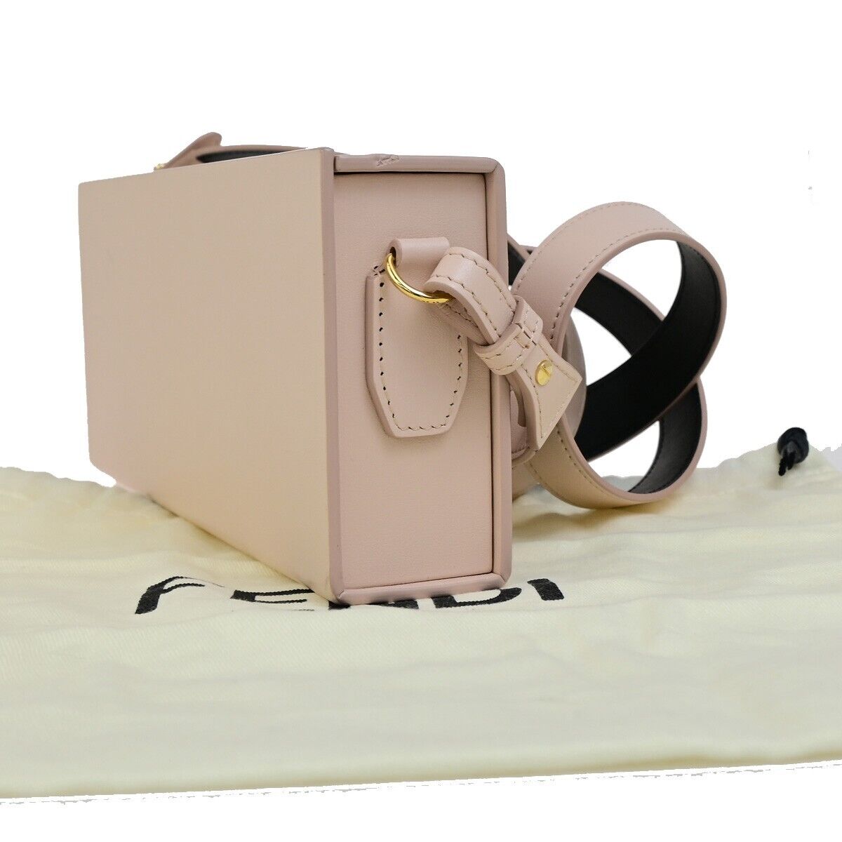 FENDI Logo Horizontal Box Shoulder Bag Leather Pink GHW Made in Italy 99RK677