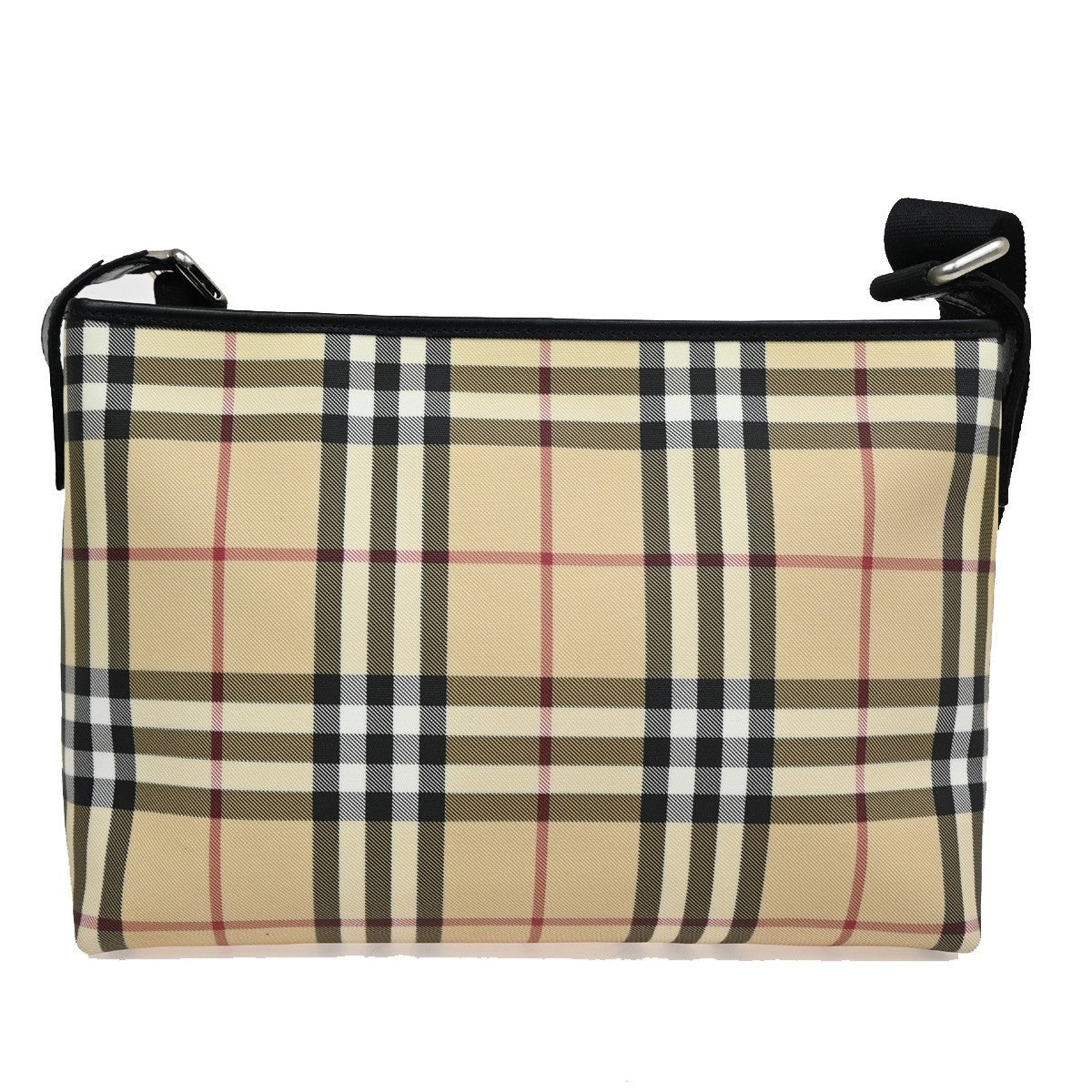 BURBERRY Logo Nova Check Shoulder Bag Canvas Leather Beige Black 38TA158