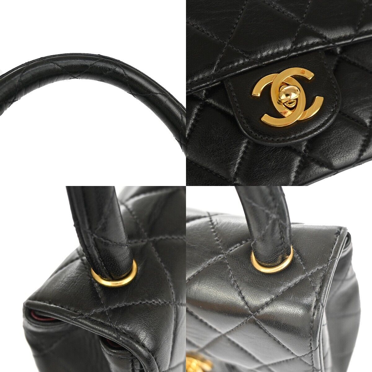 CHANEL CC Mini & Matelasse 25 Pair Hand Bag Leather Black GHW Vintage 550RH637