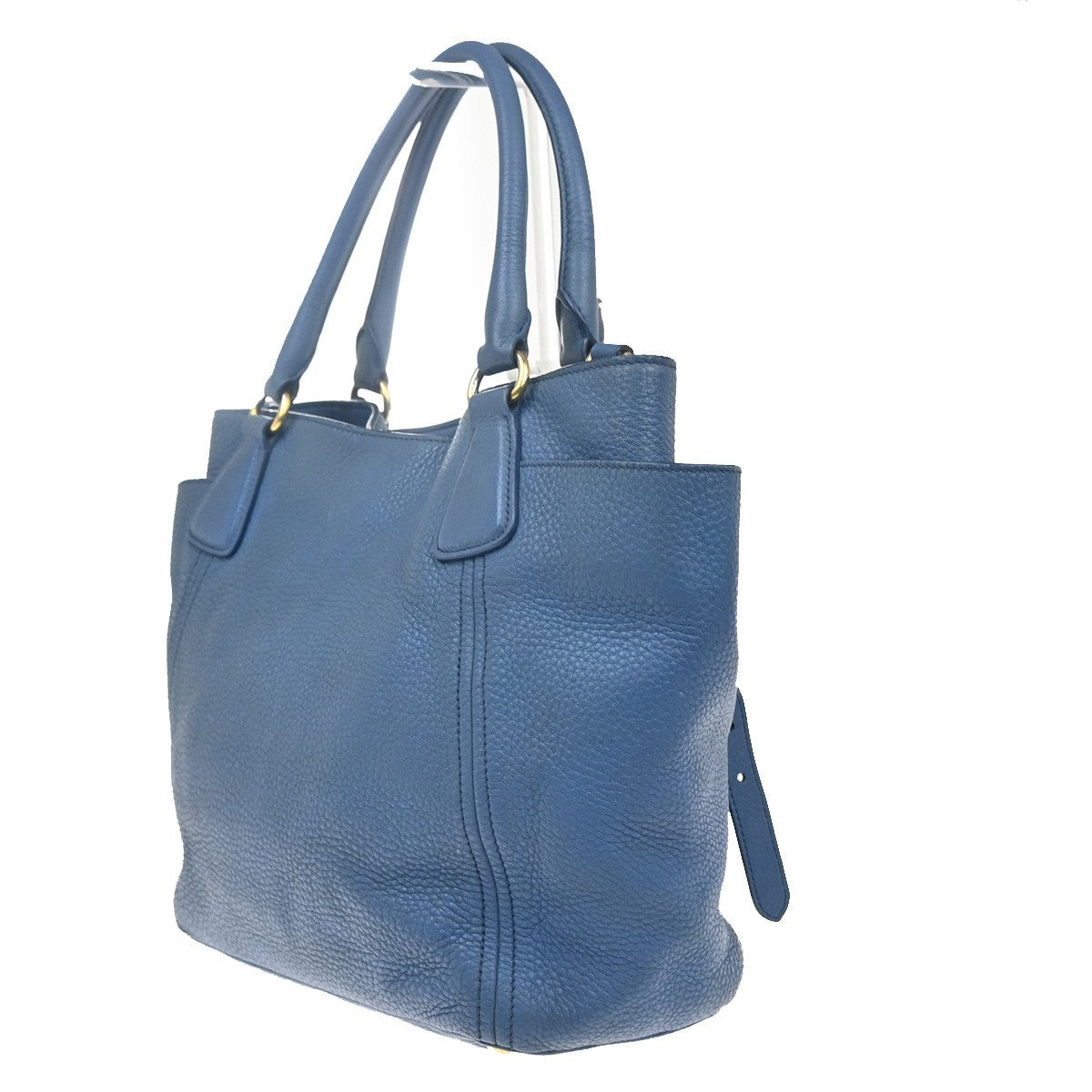 PRADA Logo 2way Shoulder Hand Bag Vitello Daino Leather Blue GHW 76MA442