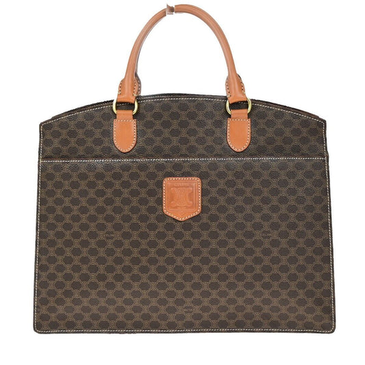 CELINE Logo Macadam Pattern Hand Bag PVC Leather GHW Made in Itay 83EC971