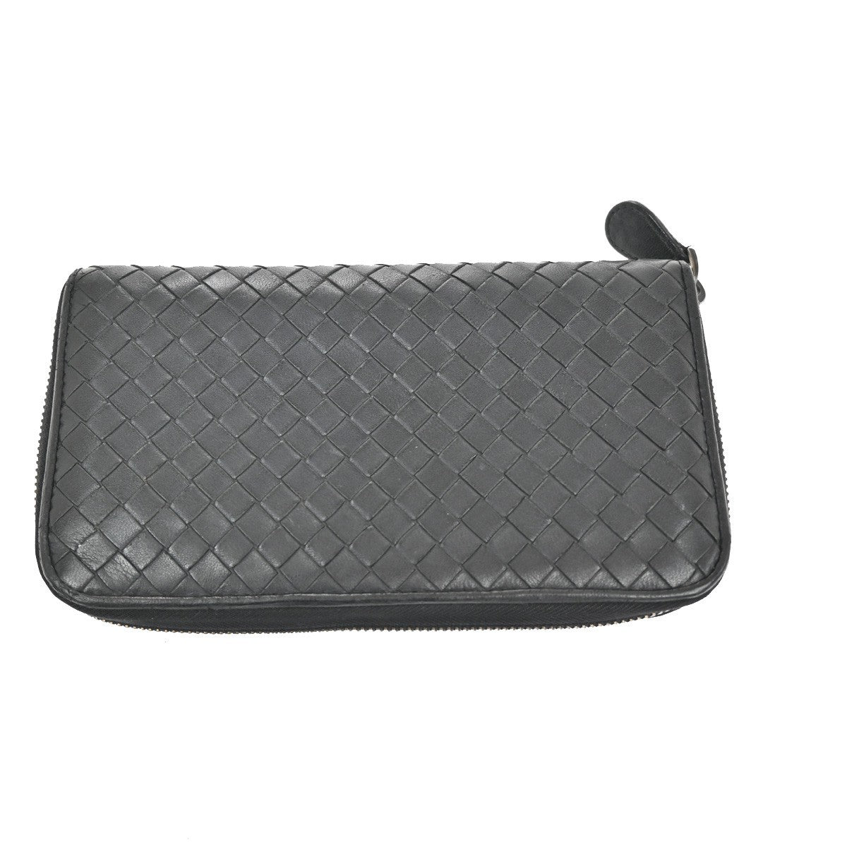 BOTTEGA VENETA Logo Intrecciato Long Zipper Around Wallet Leather Black 09TA155