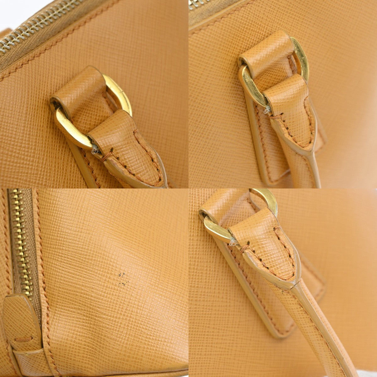 PRADA Logo Shoulder Hand Bag Saffiano Leather Yellow GHW Italy 76MA632