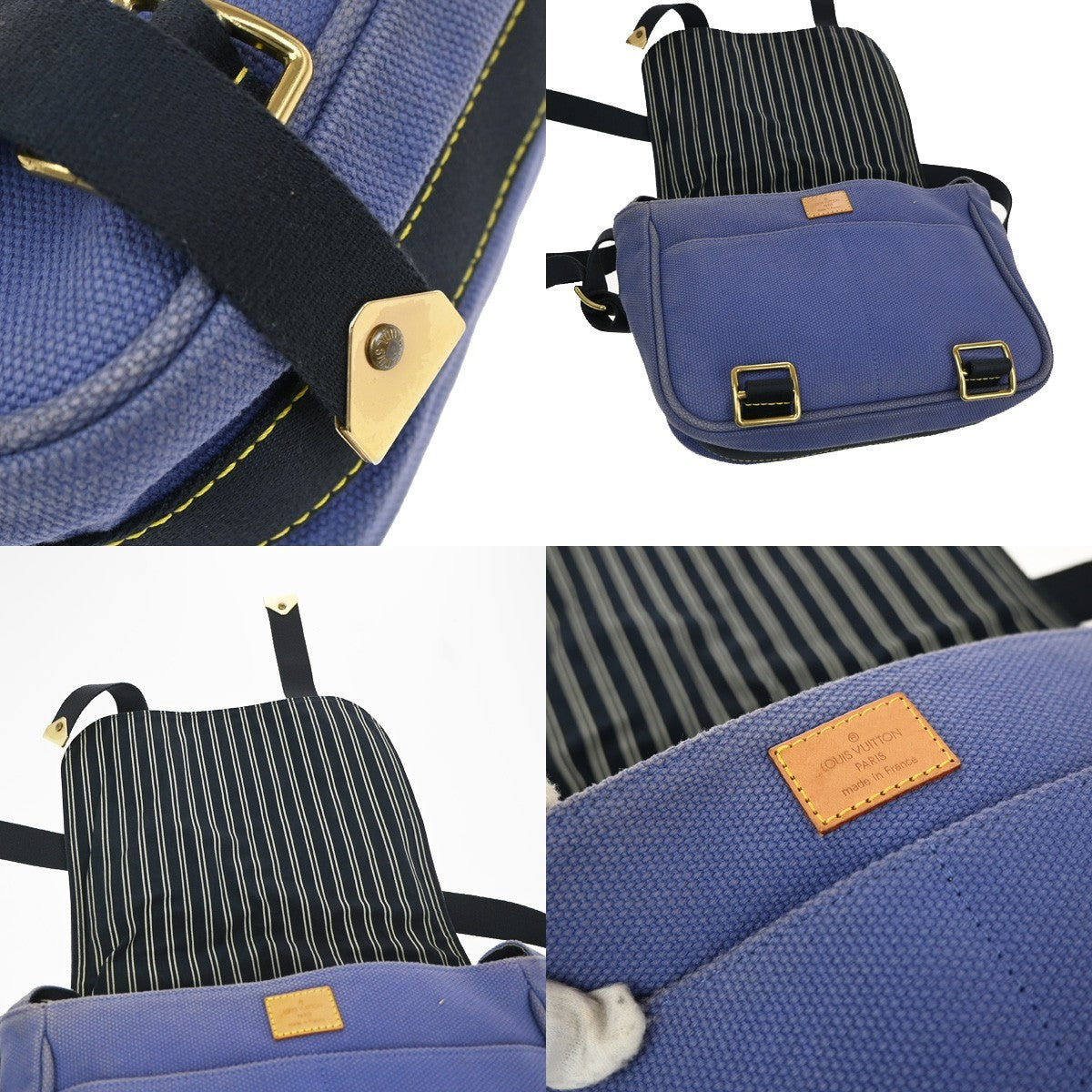 LOUIS VUITTON Busas PM Shoulder Bag Antigua Canvas Leather Blue M40073 65YH830